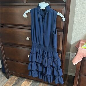 1. State Navy Blue Ruffled Mini Dress